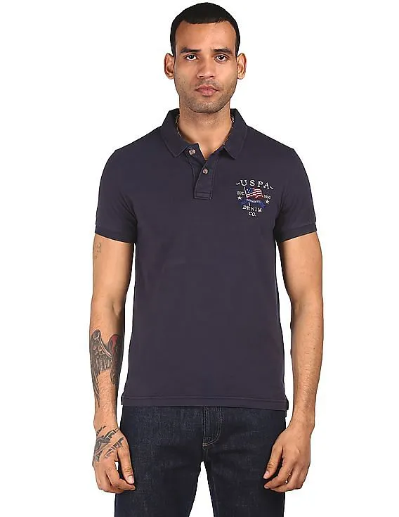 U.S. Polo Assn. Denim Co. Men Navy Solid Polo T-Shirt