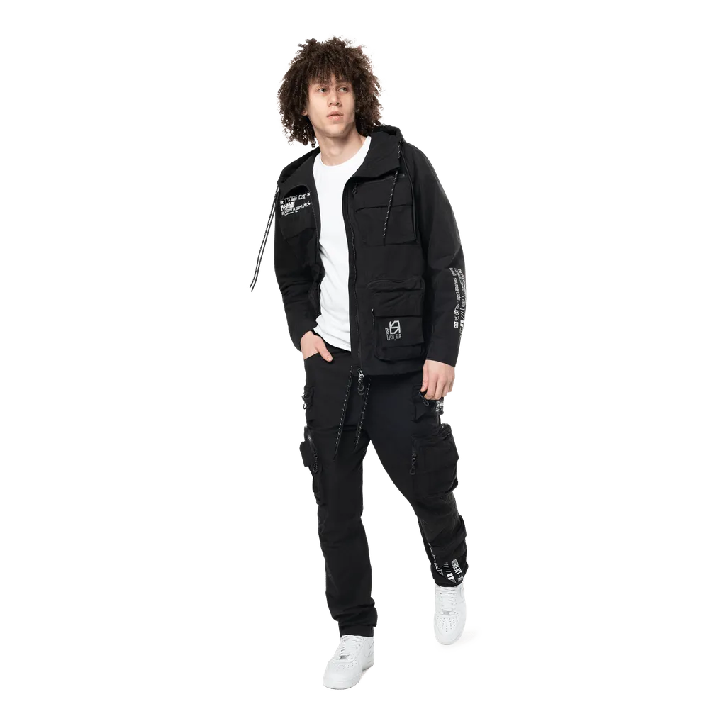 Utility Windbreaker Cargo Pants - Black