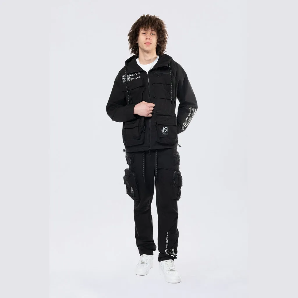 Utility Windbreaker Cargo Pants - Black