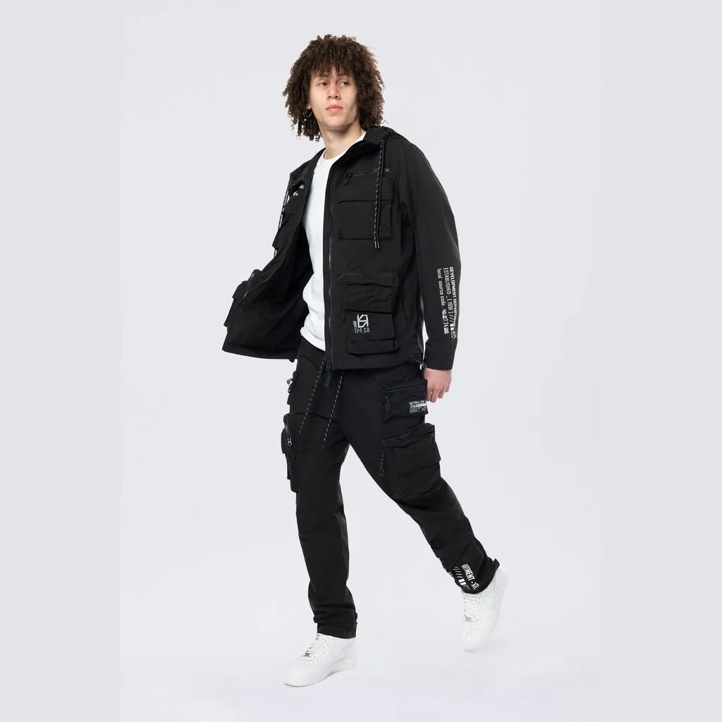 Utility Windbreaker Cargo Pants - Black