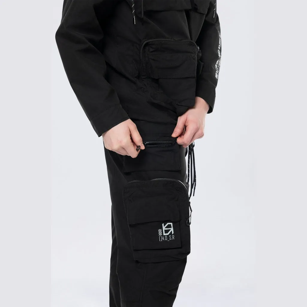 Utility Windbreaker Cargo Pants - Black