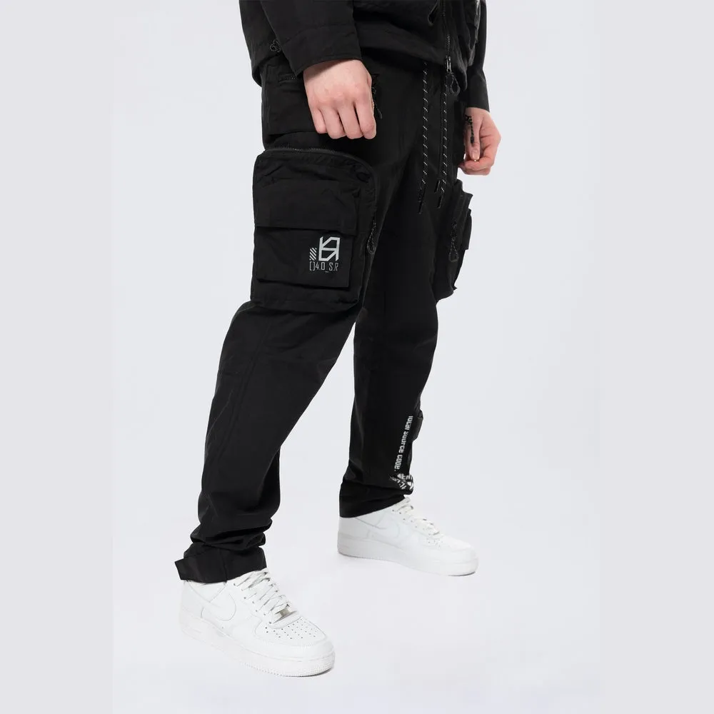 Utility Windbreaker Cargo Pants - Black