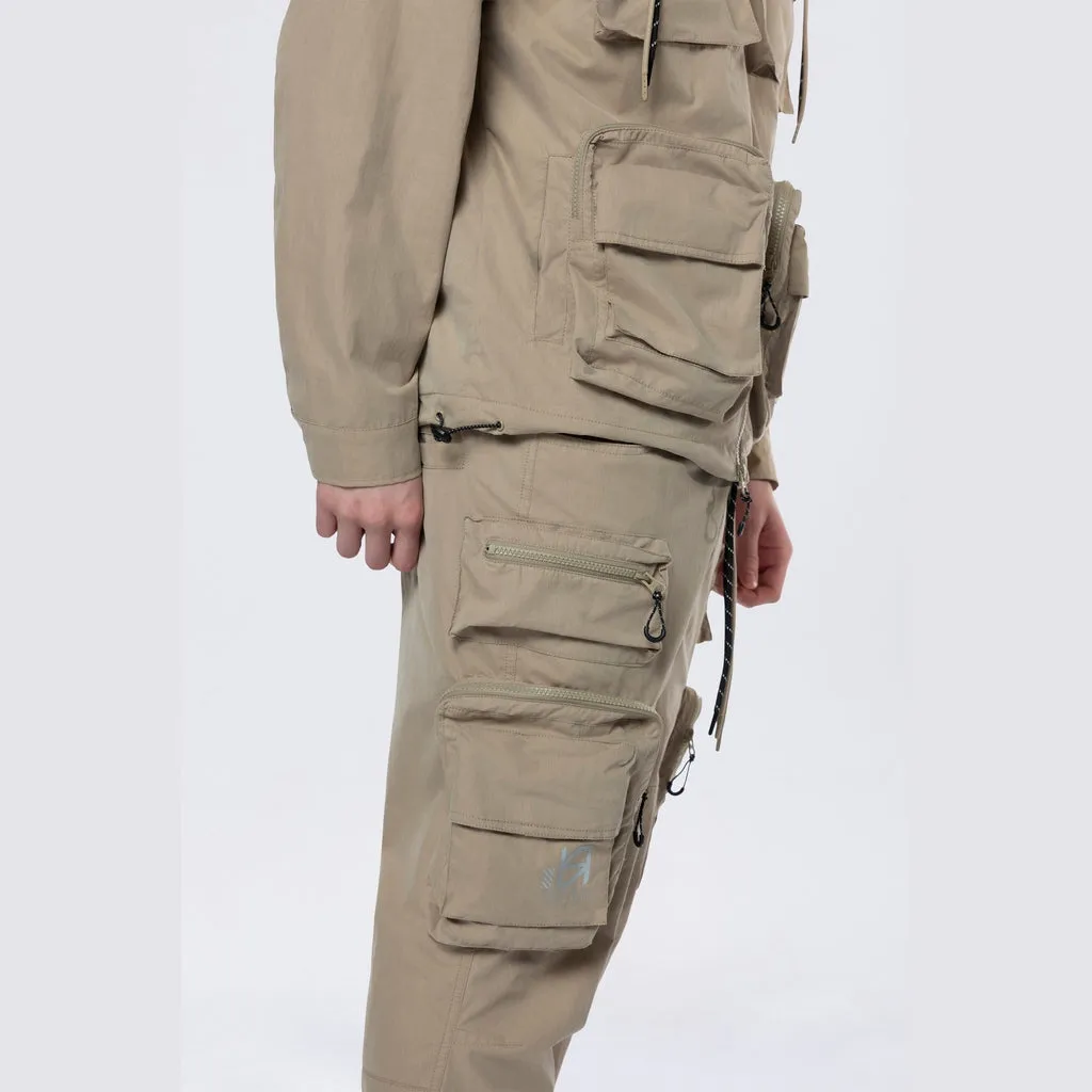 Utility Windbreaker Cargo Pants - Khaki