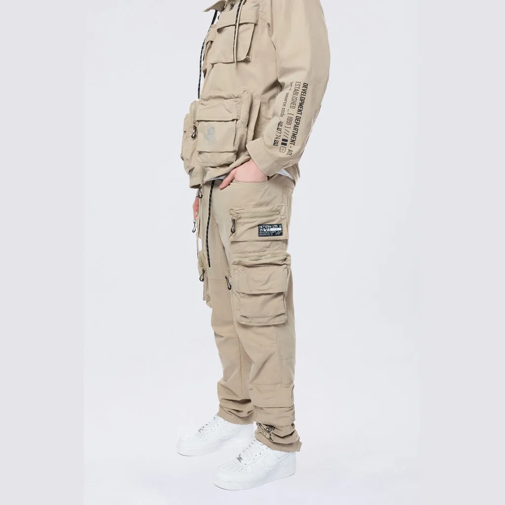 Utility Windbreaker Cargo Pants - Khaki