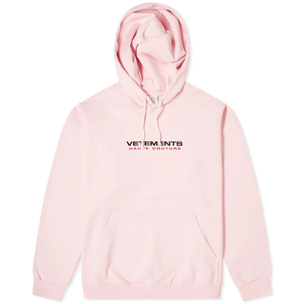 VETEMENTS Logo Haute Couture HoodieBaby Pink