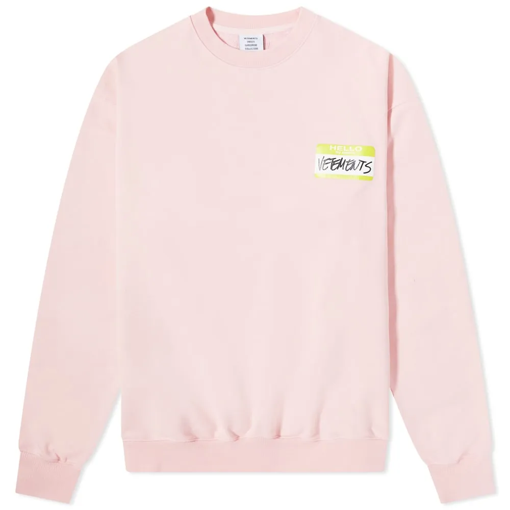 VETEMENTS My Name Is Vetements Crew SweatBaby Pink