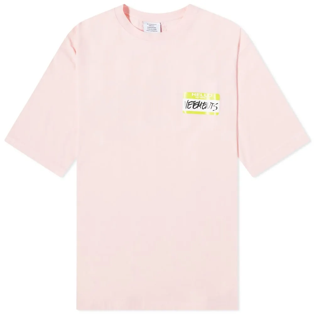 VETEMENTS My Name Is Vetements T-ShirtBaby Pink