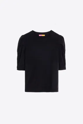 Vilagallo BLACK PUFFED SLEEVE SWEATER