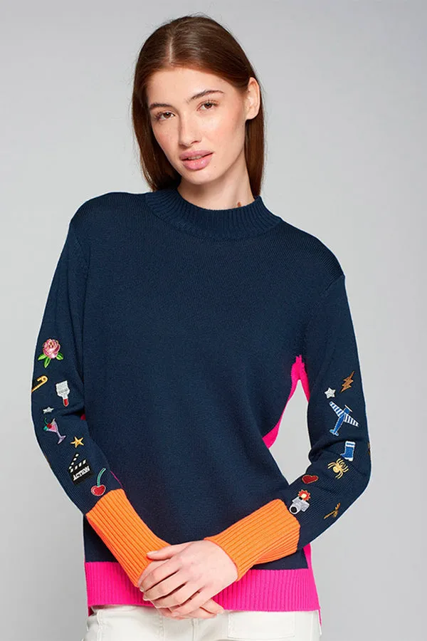 Vilagallo TURTLENECK EMBROIDERY SWEATER