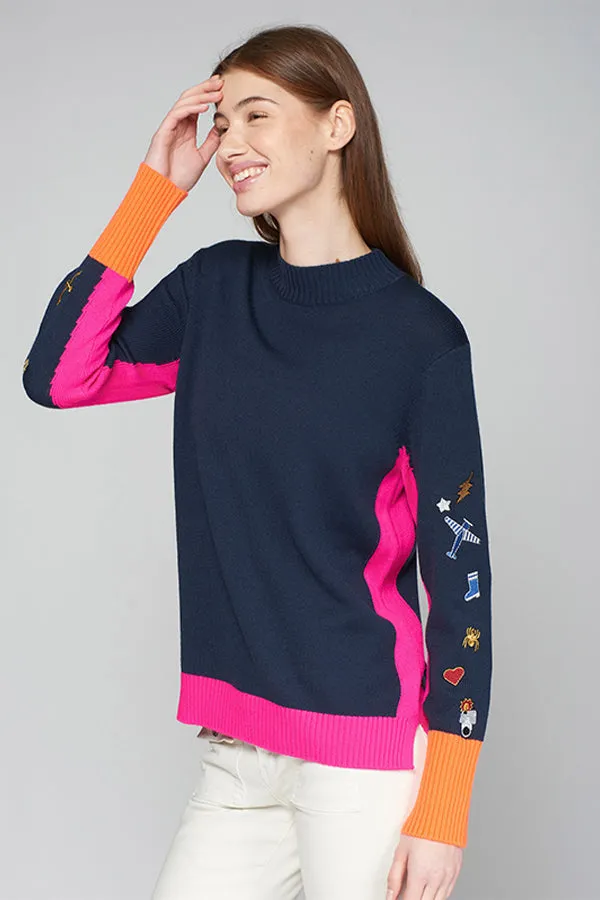 Vilagallo TURTLENECK EMBROIDERY SWEATER