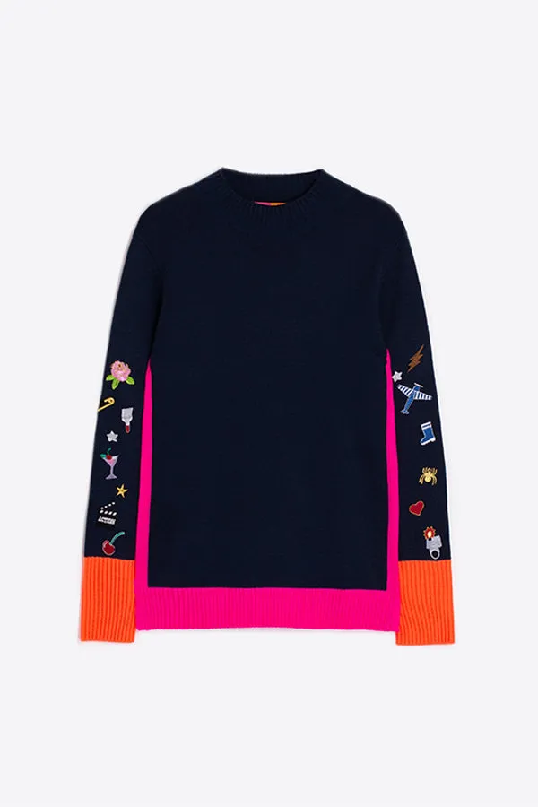 Vilagallo TURTLENECK EMBROIDERY SWEATER