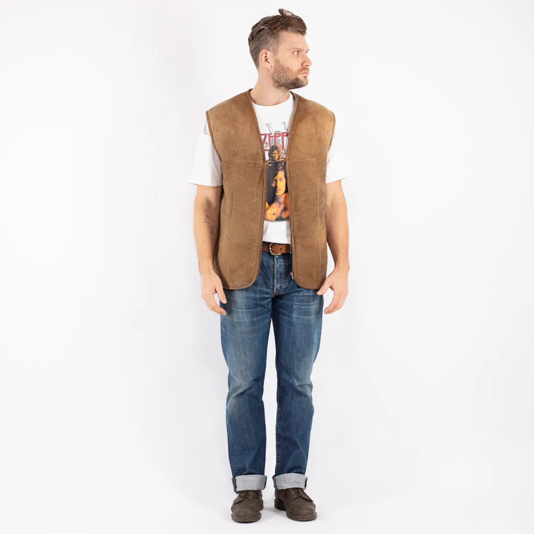 Vintage 70's Men Sheepskin Vest in Beige