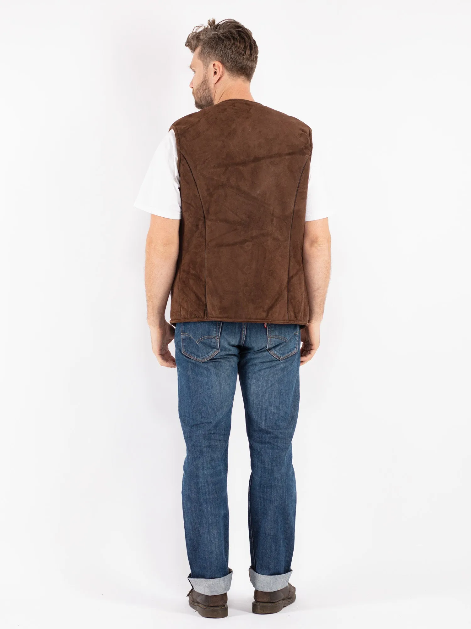 Vintage 70's Men Sheepskin Vest in Brown