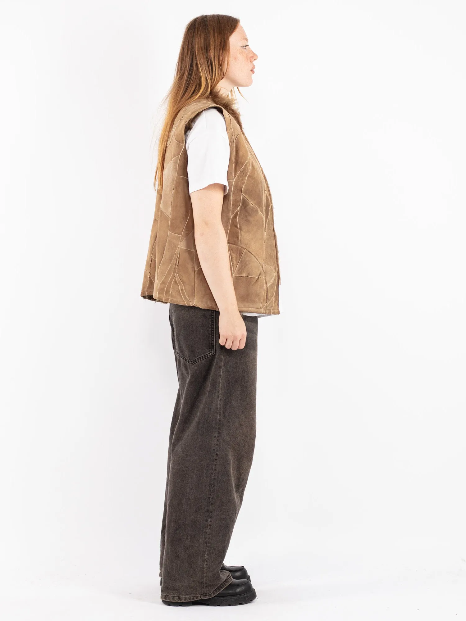 Vintage 70's Women Sheepskin Vest in Beige