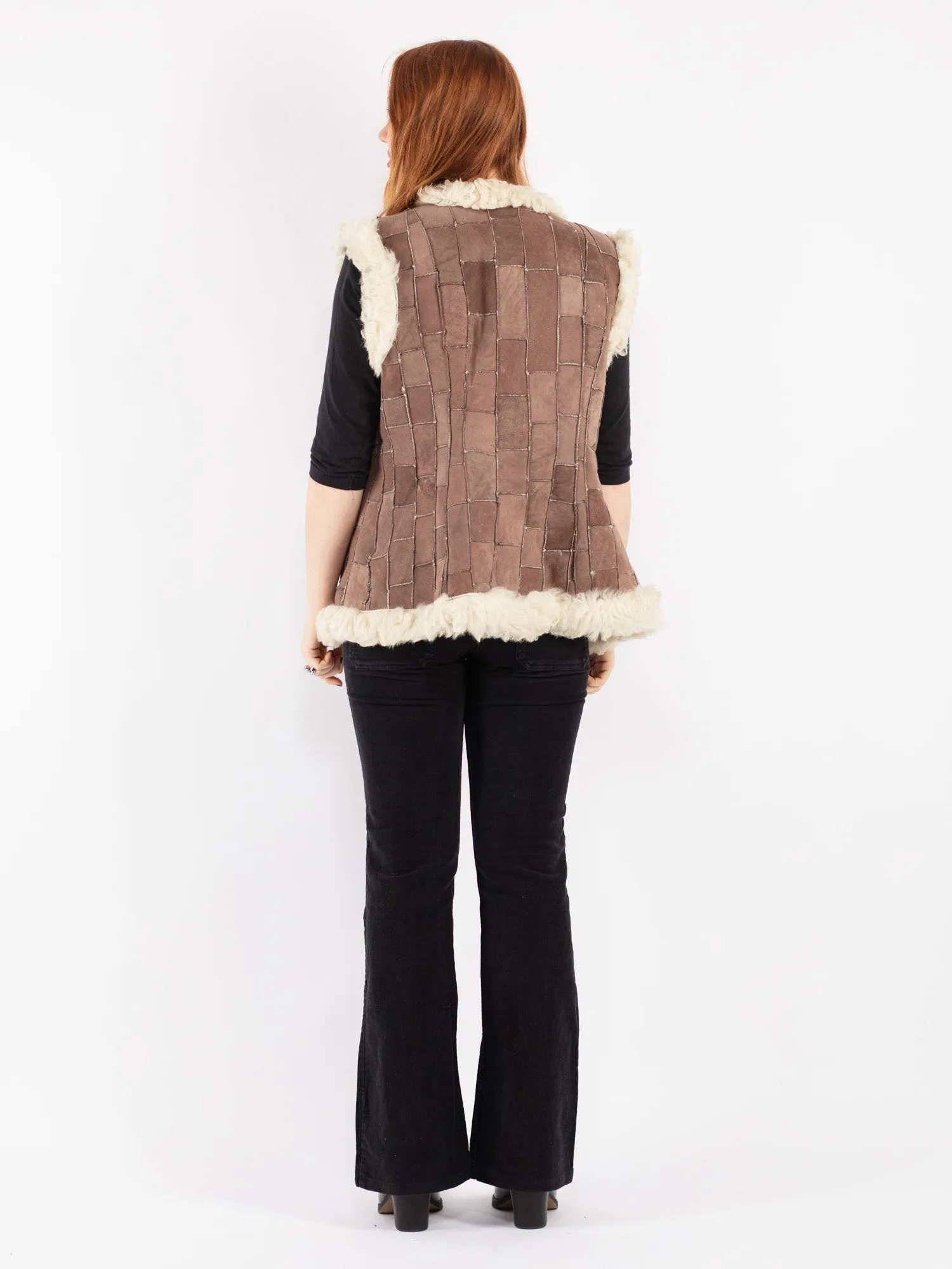 Vintage 70's Women Sheepskin Vest in Brown