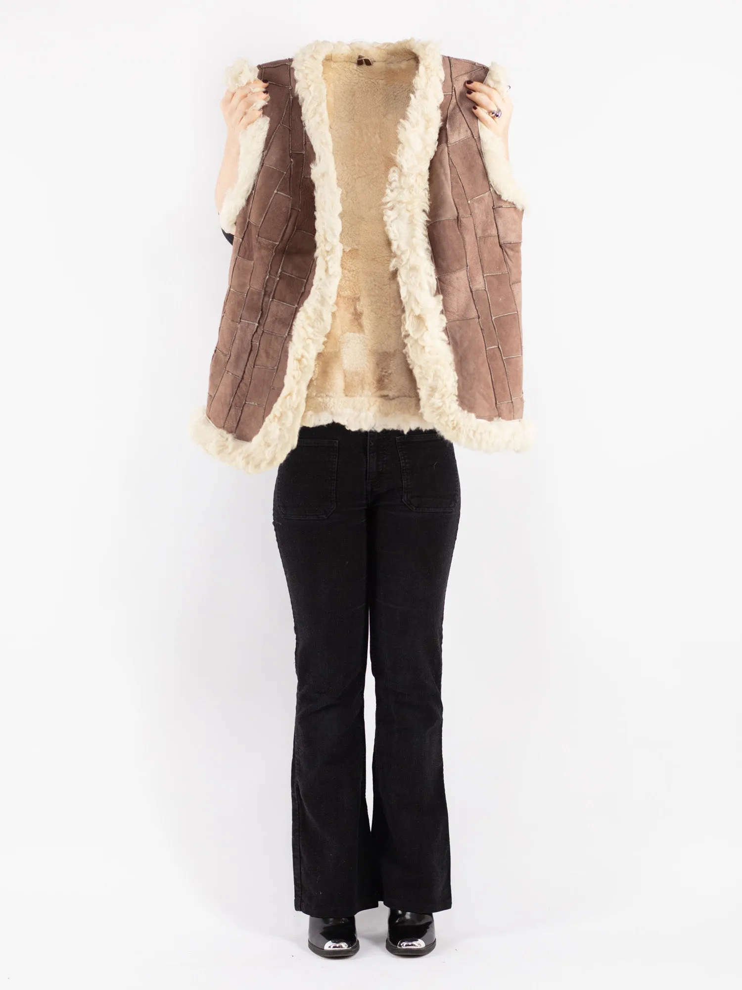 Vintage 70's Women Sheepskin Vest in Brown