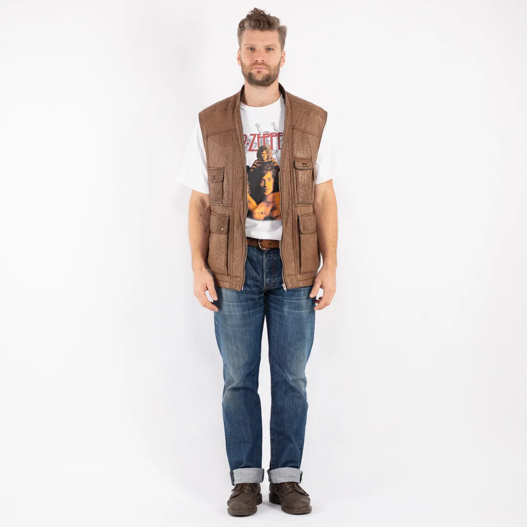 Vintage 80's Men Sheepskin Vest in Beige