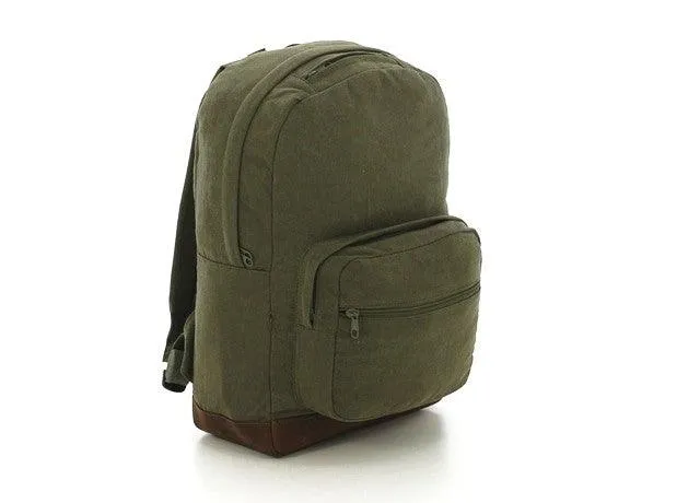 Vintage Canvas Teardrop Backpack With Leather Accents