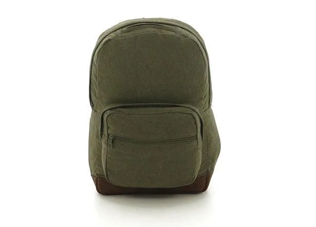 Vintage Canvas Teardrop Backpack With Leather Accents