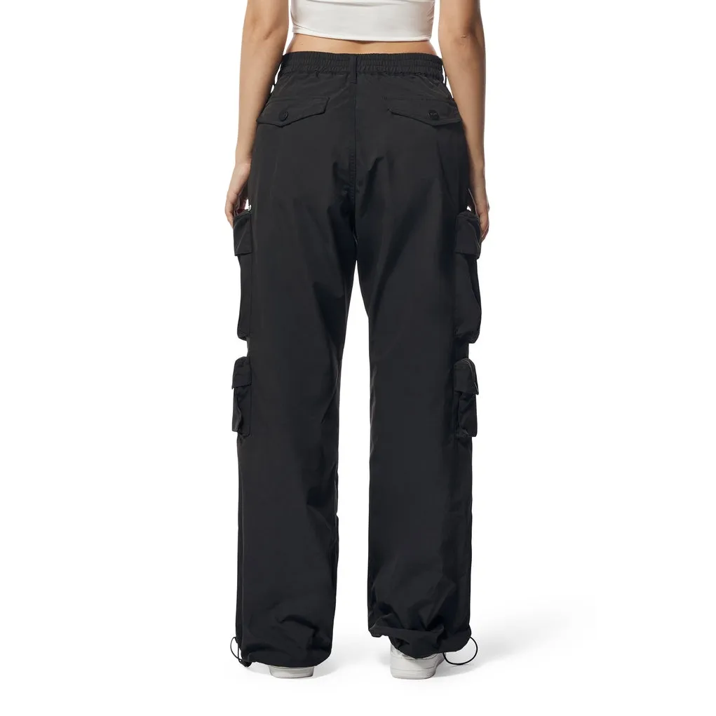 Wide Leg Cargo Pants - Black