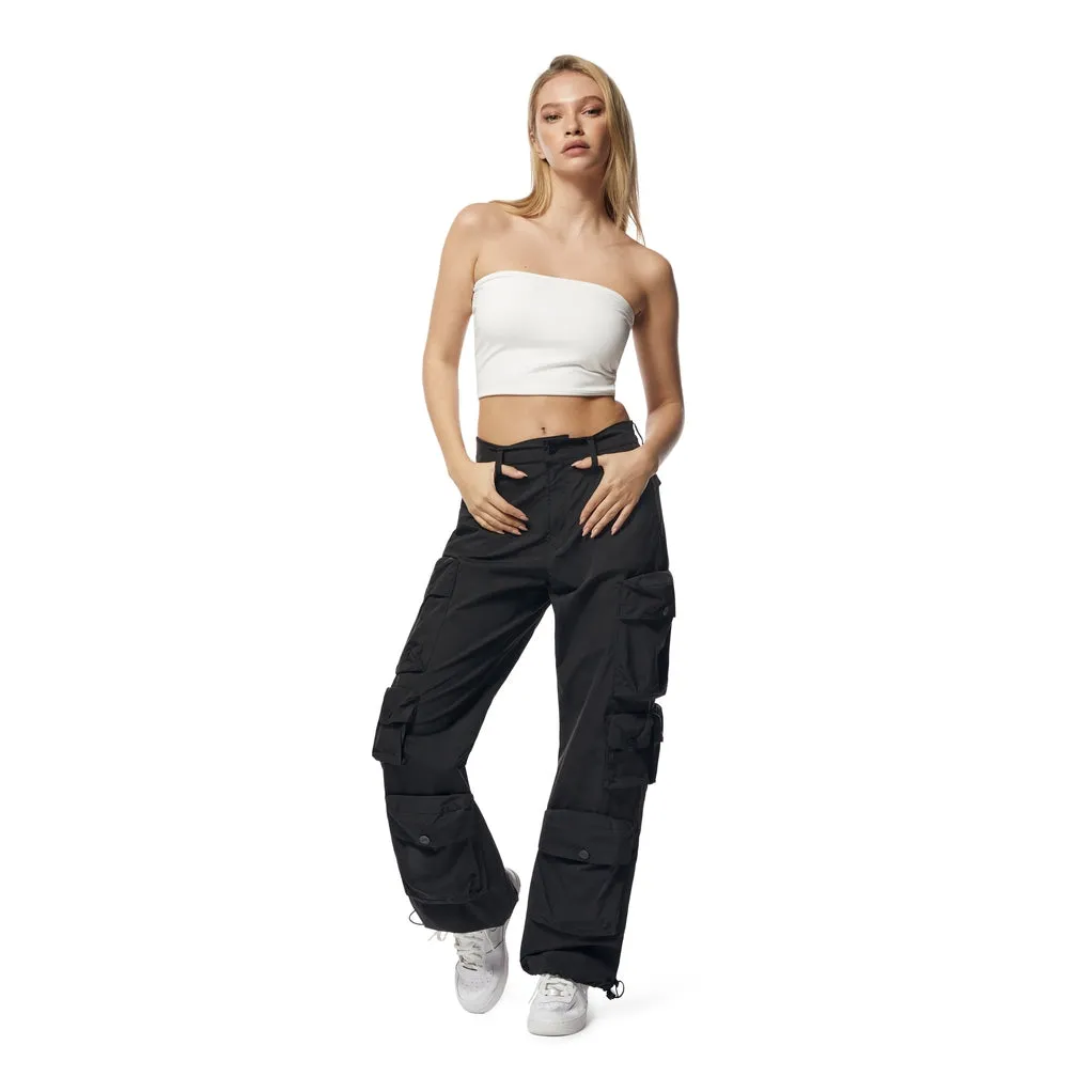 Wide Leg Cargo Pants - Black