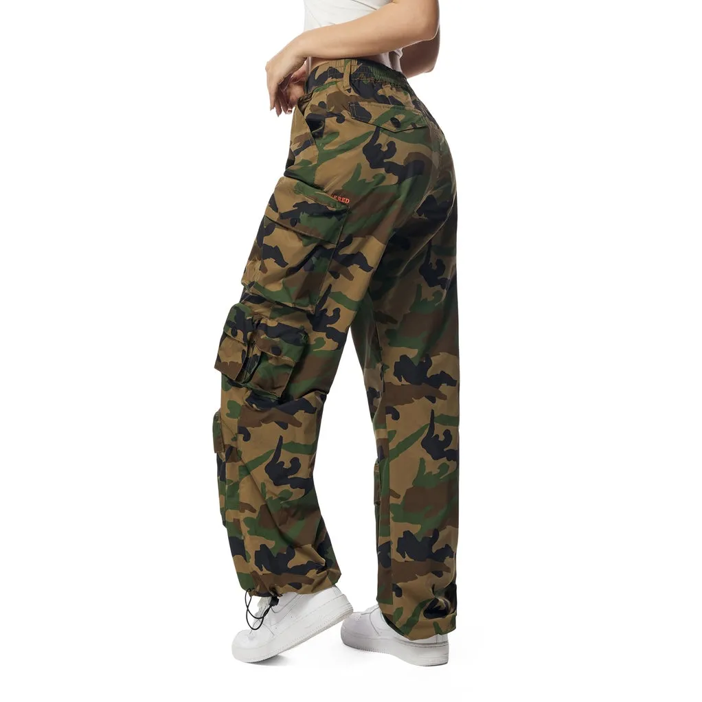 Wide Leg Cargo Pants - Wood Camo