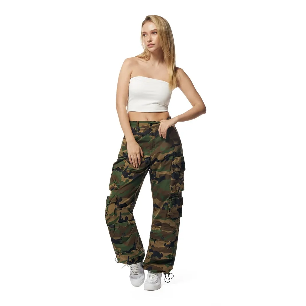 Wide Leg Cargo Pants - Wood Camo