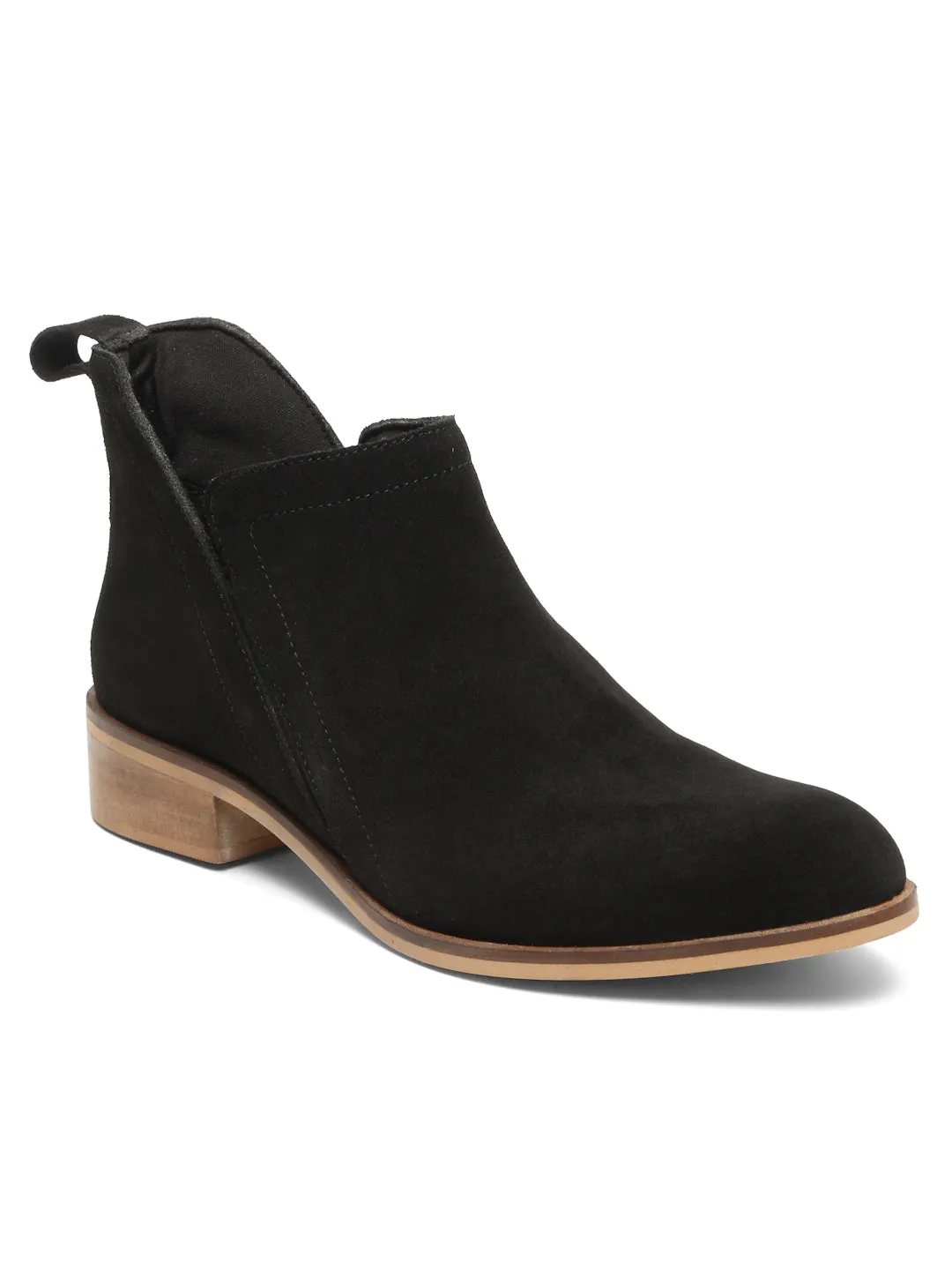 Women's Black Suede Leather Blocked Heel Boots