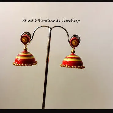 Yellow red jhumka with stud!