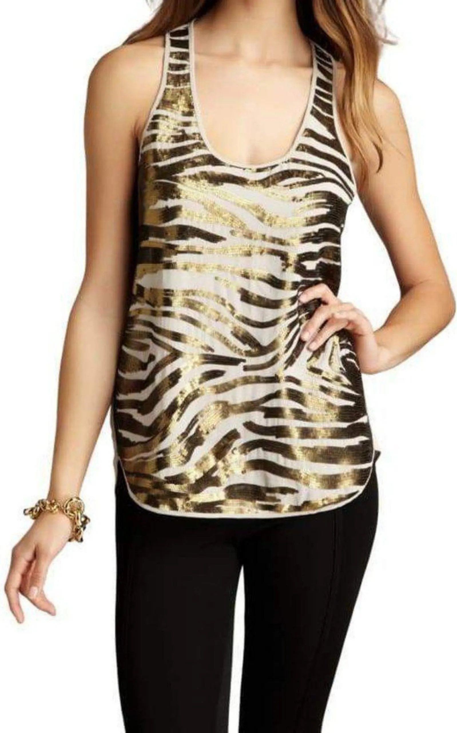 Zebra Sequined Tank Top